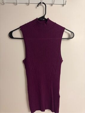 Madewell Ribbed Sleeveless Mock Neck Tank - Plum